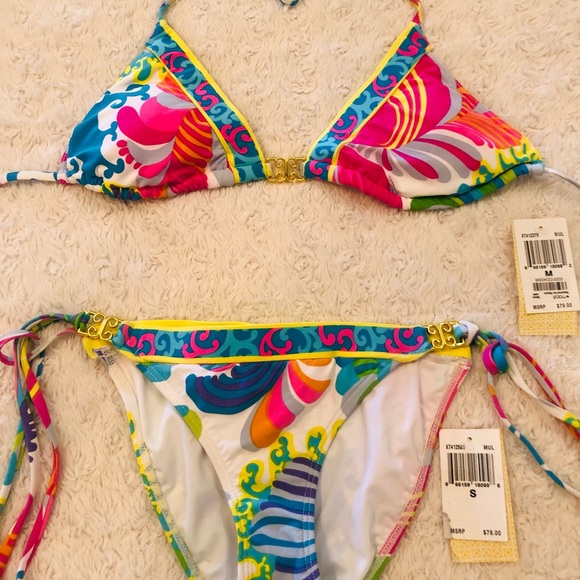 Trina Turk Bikini Separates NWT multicolor top Medium, bottoms Small - Picture 2 of 11